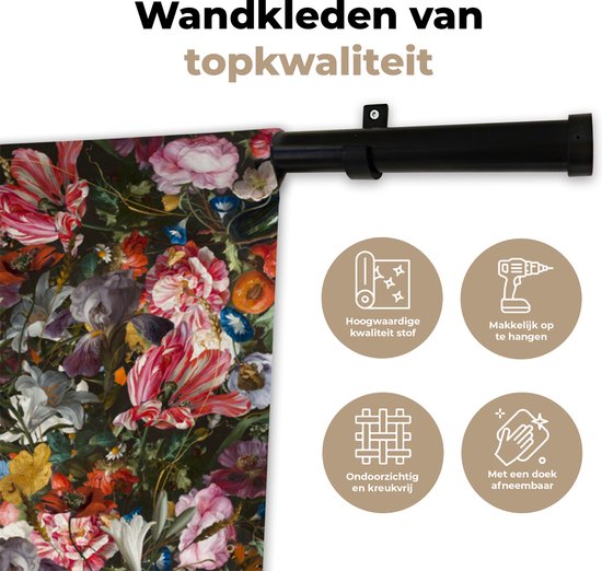 Tapisserie - Fleurs - Arc-en-ciel - Art - Maîtres anciens - Tapisserie - Tapisserie - Katoen - Décoration de la maison - 180x180 cm - Chambre à coucher - Tissu mural - Tapisserie murale - Décoration murale - Tapisseries