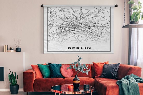 Tapisserie murale - Toile murale - Berlin - Carte - Plan de ville - 180x120 cm - Tapisserie