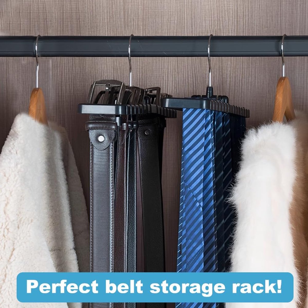 2 stuks riemhouder kast opslag sjaalhanger riemhanger, draaibaar van metaal, ruimtebesparend, kleerhanger, klem, organizer, handtas voor stropdassen