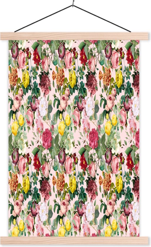 Porte-affiche avec affiche - Affiche scolaire - Roses - Fleurs - Motif - Couleurs - 40x60 cm - Lattes vierges