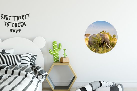 Wall Circle - Indoor Wall Circle - L'éléphant se cache derrière un buisson - ⌀ 30 cm - Décoration murale - Peintures ronds