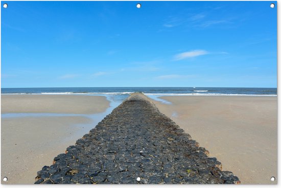 Affiche de jardin brise-lames en basalte dans la mer du Nord 120x80 cm - Toile de jardin / Toile d'extérieur / Peintures d'extérieur (décoration de jardin) / Mer et plage