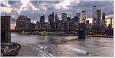 Wanddecoratie buiten New York - Brooklyn Bridge - Manhattan - 160x80 cm - Tuindoek - Buitenposter