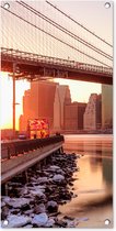 Tuinposter New York - Brooklyn - Bridge - 40x80 cm - Wanddecoratie Buiten - Tuinposter - Tuindoek - Schuttingposter - Tuinschilderij