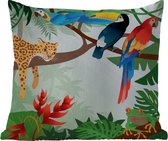 Sierkussen Buiten - Jungle dieren - Toekan - Jongens - Meiden - Luipaard - 60x60 cm - Weerbestendig