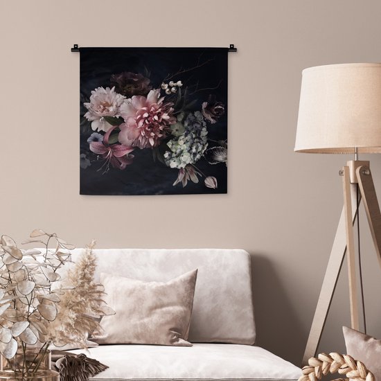 Tapisserie - Tapisserie - Fleurs - Vintage - Pastel - Rose - Wit - 60x60 cm - Tapisserie