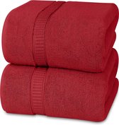 Towels - Premium Jumbo Badlaken (90 x 180 cm), 2 Pak 100% Ringgesponnen Katoen Zeer Absorberend en Snel Droog Extra Grote Badhanddoek - Superzachte hotelkwaliteit Handdoek (WijnRood)