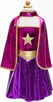 Great Pretenders Verkleedkledij Superheldin Ster jurk met cape en hoofdband - Magenta/Paars - Maat 5-6 jaar