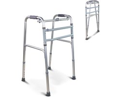 Mobiclinic Mezquita - Looprek - Inklapbaar - In Hoogte Verstelbaar - Lichtgewicht - Rollator - Aluminium - Loophulpmiddelen - Zonder wielen - Wit en grijs