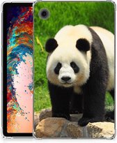 Hoesje Geschikt voor Samsung Galaxy Tab A9 Tablethoes Kinderen Panda met transparant zijkanten