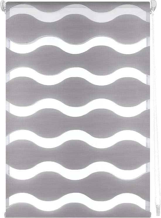 La Sheba rolgordijn, dubbellaags, golvend, nacht en dag, 45 x 150 cm, Grijs