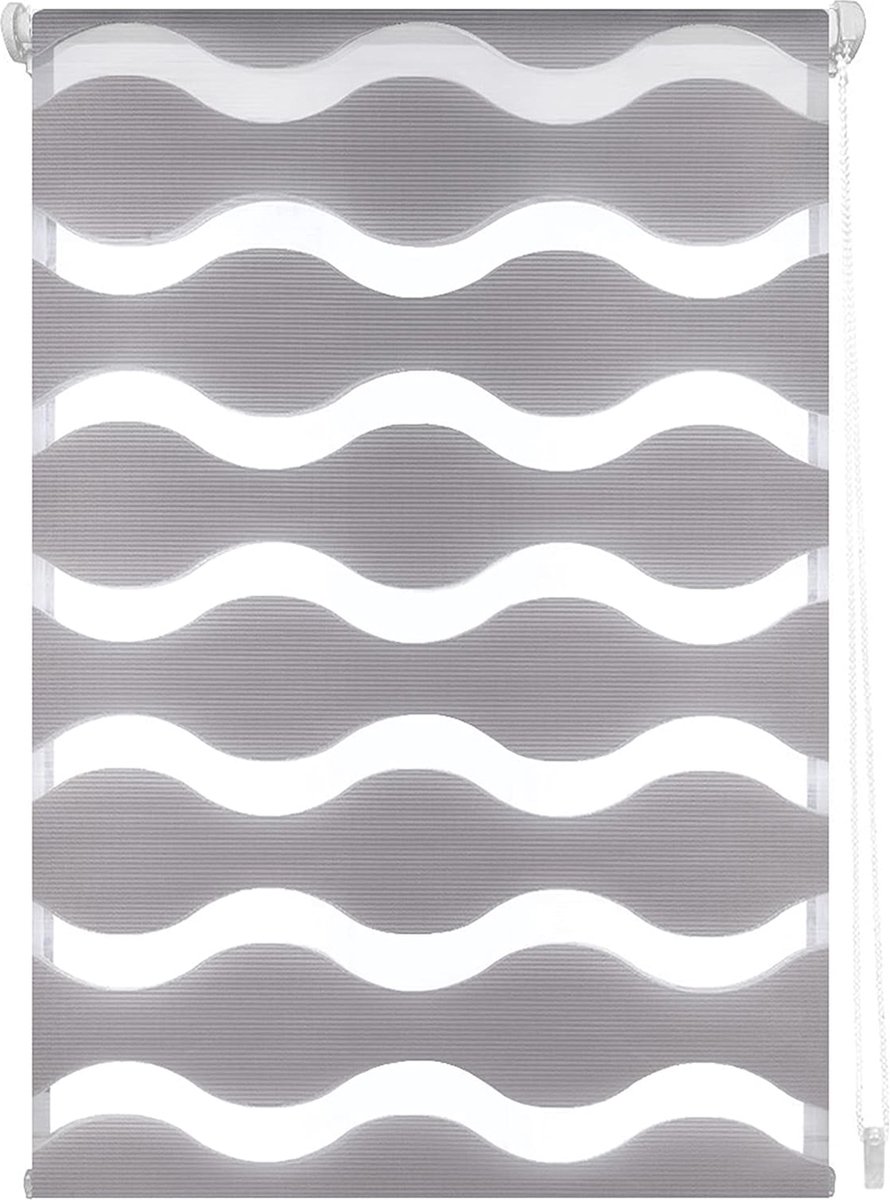 La Sheba rolgordijn, dubbellaags, golvend, nacht en dag, 45 x 150 cm, Grijs