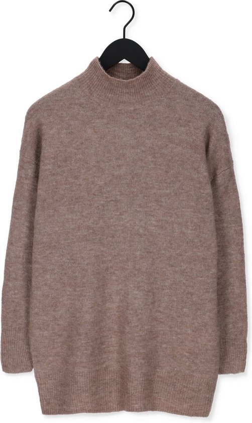 Object Ellie L/s Knit Tunic Truien & vesten Dames - Sweater - Hoodie - Vest- Bruin - Maat S