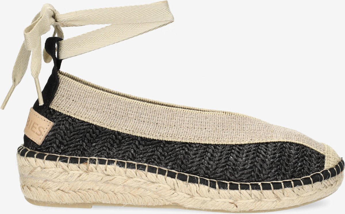 Shabbies Amsterdam Espadrille Palma Kimono Raffia Zwart