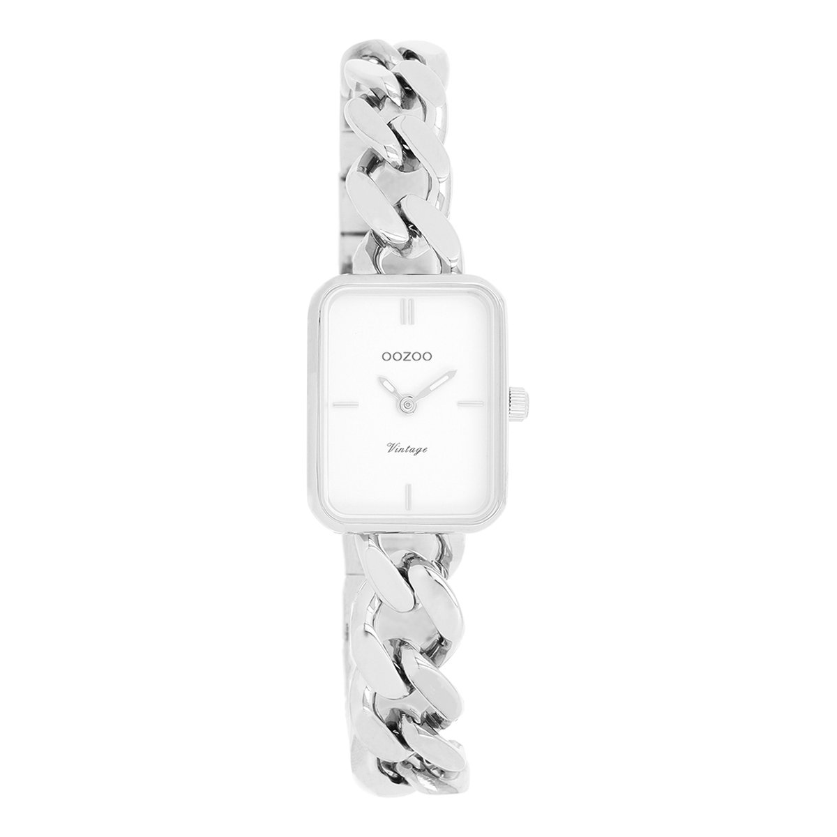 Zilverkleurige OOZOO horloge met zilverkleurige grove schakelarmband - C20360