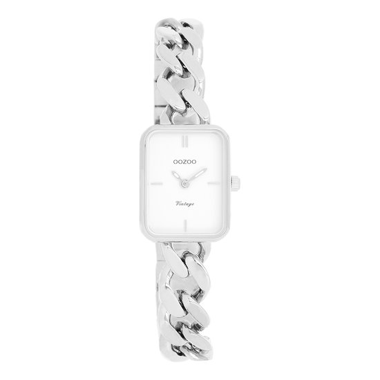 Zilverkleurige OOZOO horloge met zilverkleurige grove schakelarmband - C20360