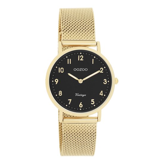 Goudkleurige OOZOO horloge met goudkleurige metalen mesh armband - C20349