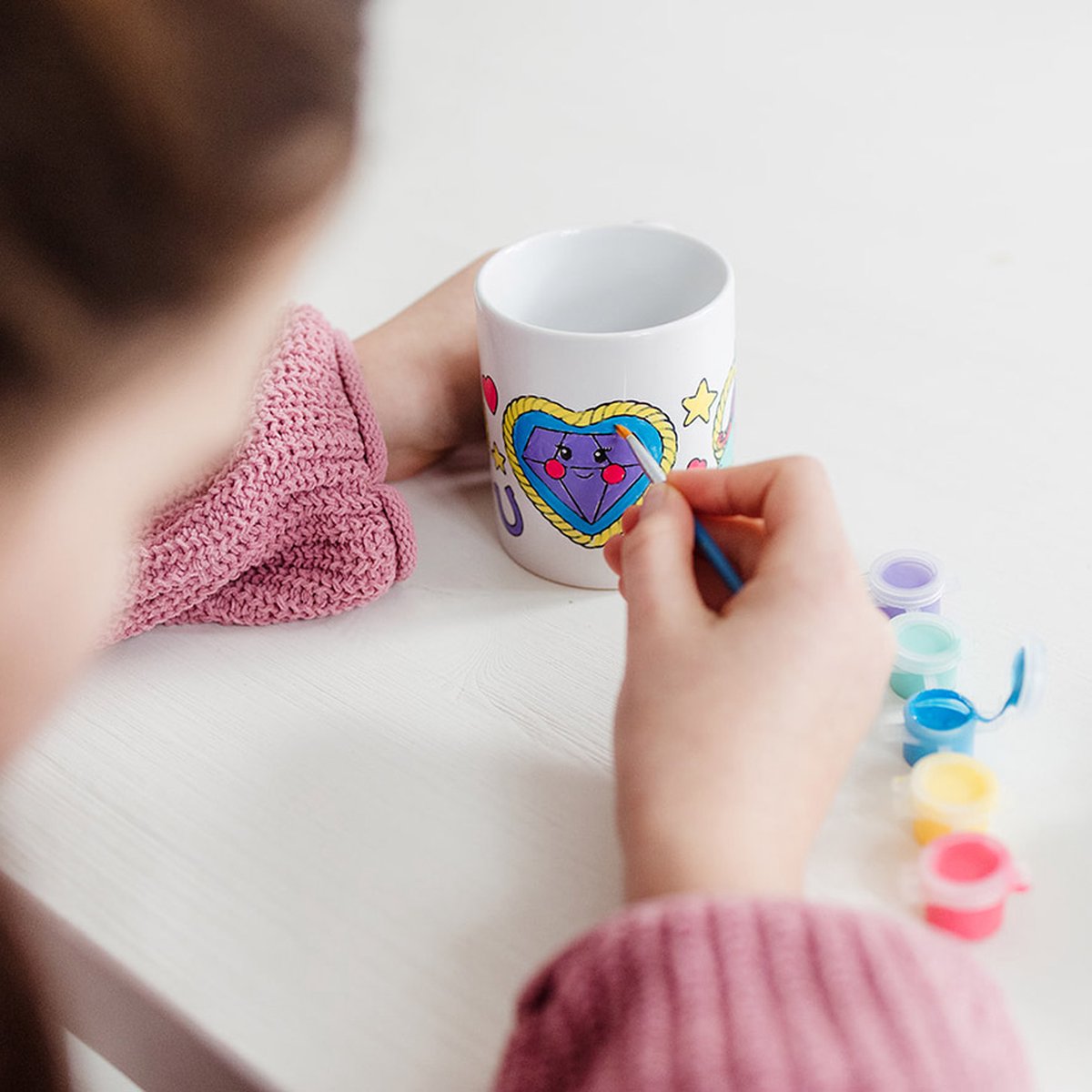 Totum Unicorn inkleur mok beker beschilderen speelgoed meisjes - knutselset keramiek incl verfstrip en penseel - knutselen cadeau tip — afbeelding 12