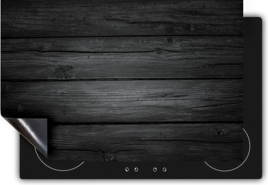 Chefcare Inductie Beschermer Zwarte Houten Planken - Hout - 76x51,5 cm - Afdekplaat Inductie - Kookplaat Beschermer - Inductie Mat