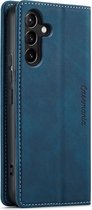 CaseMania Bookcase hoesje geschikt voor Samsung Galaxy A24 - Effen Donkerblauw - Kunstleer