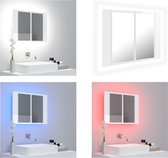 vidaXL Badkamerkast met spiegel en LED 60x12x45 cm acryl hoogglans wit - LED-spiegelkast - LED-spiegelkasten - Kast - Kasten