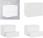 vidaXL Meuble lavabo avec lavabo intégré Panneau de particules Blanc - Meuble lavabo et lavabo - Meubles vasque et Lavabos - Lavabo - Lavabos