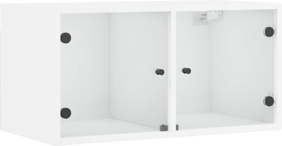 vidaXL - Wandkast - met - glazen - deuren - 68,5x37x35 - cm - wit