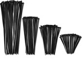 Attaches de Zip noires Heavy Duty de 4", 6", 8", 12" pouces (paquet de 400, 100 de chaque Si