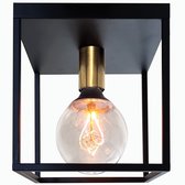 Goliving Plafondlamp Industrieel – Plafonnière – Lamp – E27 – 230V – Excl. Lichtbron – Metaal – 22 x 22 x 22 cm – Zwart/Goud