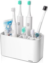 Tandenborstelhouder voor aan de muur - badkamer aan de muur bevestigde tandenborstelhouder - tandpastastandaard (4 tandenborstelvakken + 6 elektrische tandenborstelkoppen) (wit)