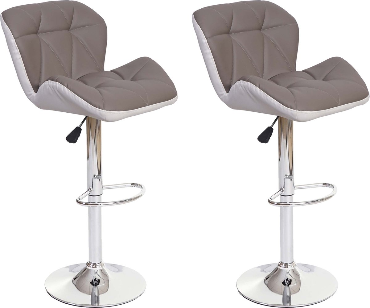 Cosmo Casa 2 - Delige set Barkrukken - Barkruk Tresenhocker - In hoogte verstelbaar kunstleer - Taupe - Grijs Beige