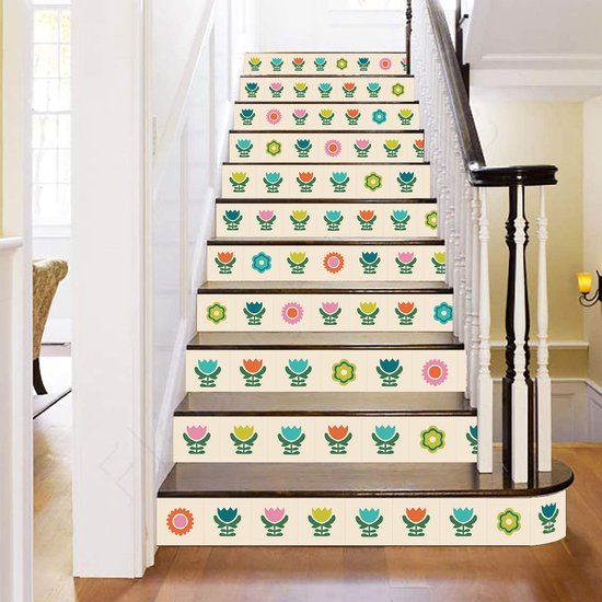 Ulticool Décoration carrelages Autocollant - Fleurs Vintage Rétro - 15x15 cm - 15 pièces Autocollants de Carrelage en Film Adhésif - Stickers Stickers muraux Carrelage Autocollant - Sticktiles - Salle de Bain - Cuisine