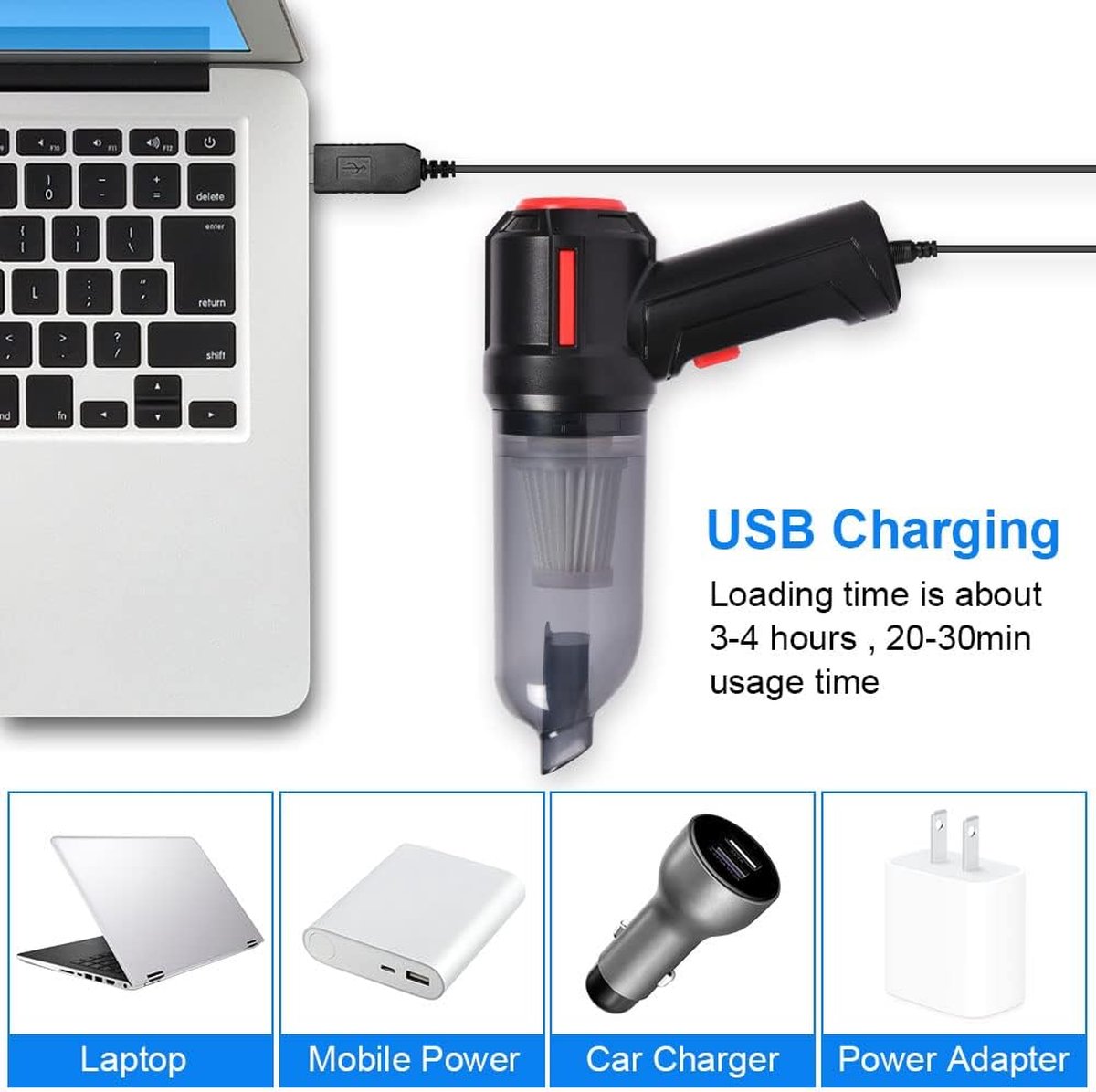 Kruimeldief Handstofzuiger Snoerloos Zwart - afbeelding 3