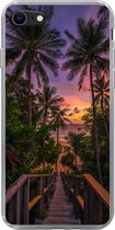 Geschikt voor iPhone 7 hoesje - Zonsondergang - Palmbomen - Strand - Siliconen Telefoonhoesje