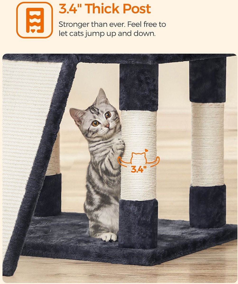 Feandrea Kattenbak met hoge zijkanten, XL, Open kattenbak, met schepje, voor kittens en grote katten, Cappuccino Beige PPT009LH01