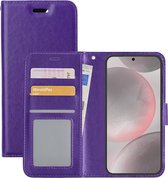 Hoes Geschikt voor Samsung S24 Hoesje Book Case Hoes Flip Cover Wallet Bookcase - Paars