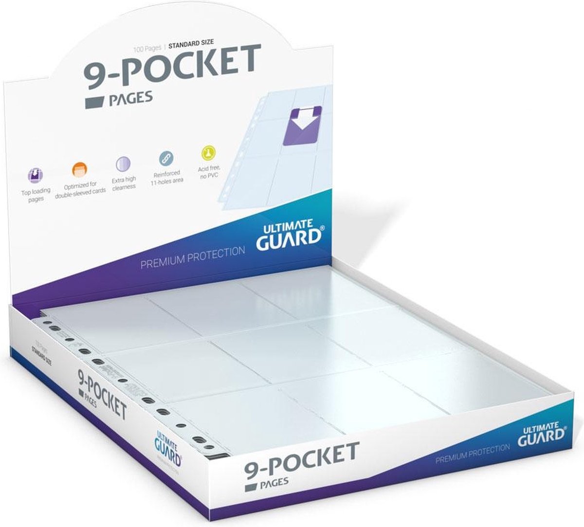 Ultimate Guard 9-pocket pages top-loading (100) - transparent