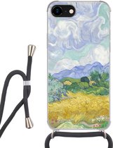 Hoesje met koord Geschikt voor iPhone 8 - Korenveld met cipressen - Vincent van Gogh - Siliconen - Crossbody - Backcover met Koord - Telefoonhoesje met koord - Hoesje met touw