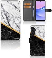 Mobiel Case Geschikt voor Samsung Galaxy A15 GSM Hoesje Marble White Black