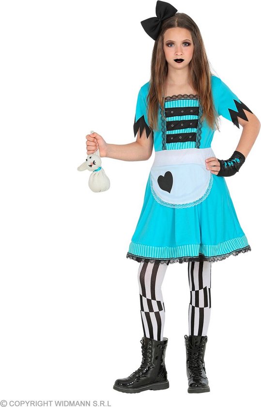 Widmann - Alice In Wonderland Kostuum - Bewonderde Alice In Wonderland - Meisje - Blauw - Maat 158 - Halloween - Verkleedkleding
