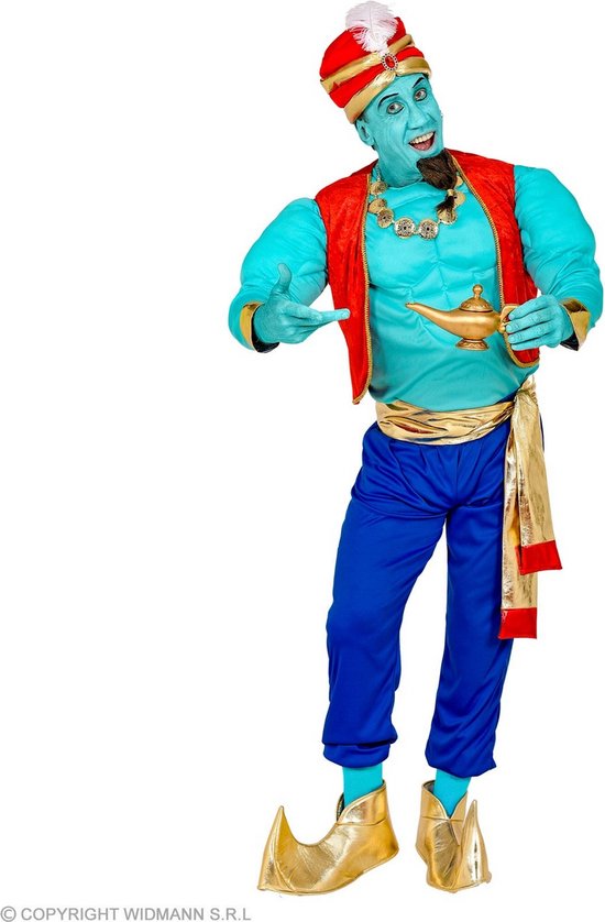 Widmann - Aladdin Kostuum - Geheel Tot Uw Dienst Geest - Man - Blauw, Rood - Large - Carnavalskleding - Verkleedkleding