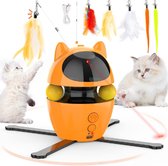 Interactieve Kattenspeelgoed 3in1 - Automatisch Kattenveer Speelgoed - Kattenspeeltjes - met Lazer/Stokveertjes - USB Oplaadbaar - 5uur Speeltijd