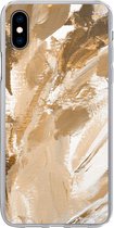 Geschikt voor iPhone Xs Max hoesje - Verf - Goud - Beige - Siliconen Telefoonhoesje