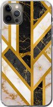 Coque iPhone 12 Pro Max - Marbre - Or - Glitter - Luxe - Siliconen