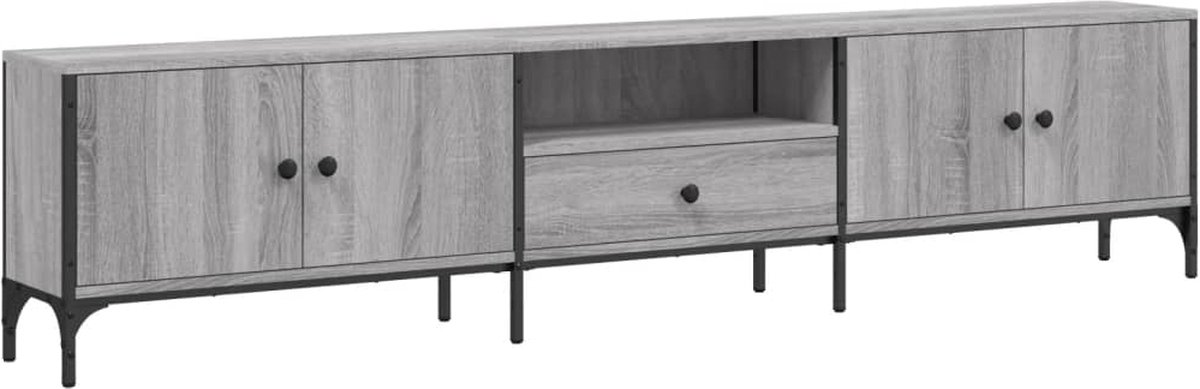 vidaXL - Tv-meubel - met - lade - 200x25x44 - cm - bewerkt - hout - grijs - sonoma - eiken