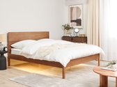 BOISSET - Bed met LED - Lichthout - 160 x 200 cm - Rubberhout