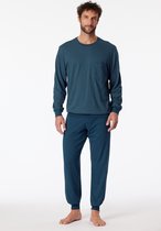 Schiesser heren lange pyjama - Comfort - 181156 - 58 - Blauw.