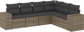 vidaXL - 6-delige - Loungeset - met - kussens - poly - rattan - grijs