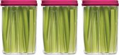 Plasticforte Voedselcontainer strooibus - 3x - roze - 1500 ml - kunststof - voorraadpotten