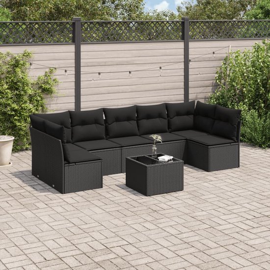 vidaXL-8-delige-Loungeset-met-kussens-poly-rattan-zwart
